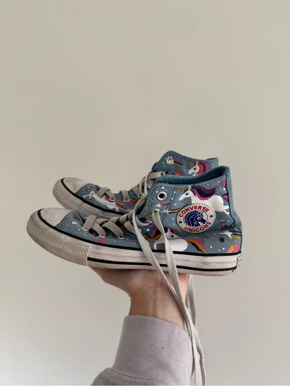 Converse Blue High-Top Sneakers with Unicorn Print